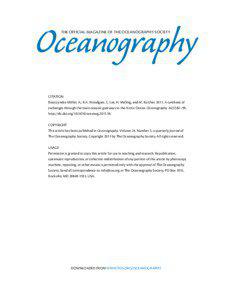 Oceanography The Official Magazine of the Oceanography Society