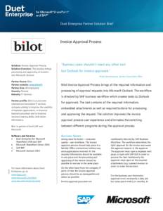 Microsoft Word - Duet Enterprise - Partner Solution Brief - Bilot Invoice Approval Process.docx