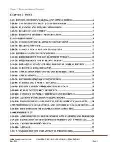 Chapter 2 - Review and Approval Procedures  CHAPTER 2 – INDEX 2-10: REVIEW, DECISION-MAKING, AND APPEAL BODIES ....................................[removed]: THE BOARD OF COUNTY COMMISSIONERS ..........................