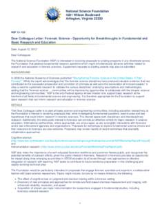 US NSF - Dear Colleague Letter: Forensic Science - Opportunity for Breakthroughs in Fundamental and Basic Research and Education (nsf13120)
