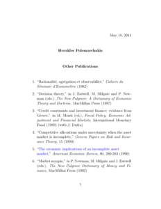 May 18, 2014  Herakles Polemarchakis Other Publications