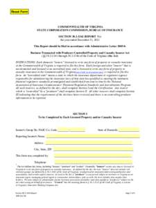 Reset Form  COMMONWEALTH OF VIRGINIA STATE CORPORATION COMMISSION, BUREAU OF INSURANCE SECTION[removed]REPORT For the year ended December 31, 2013