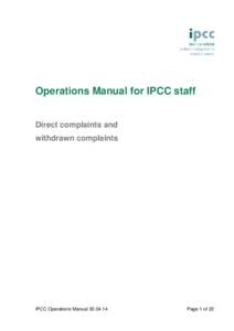 Operations Manual for IPCC staff Direct complaints and withdrawn complaints IPCC Operations Manual[removed]