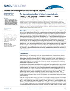 PUBLICATIONS Journal of Geophysical Research: Space Physics BRIEF REPORT2013JA019516 Key Points: • Saturn’s Plasma Depletion Layer (PDL)