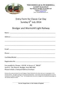 Bredgar and Wormshill Light Railway / Bredgar / Wormshill / Cheque / Classic car / Kent / Counties of England / Maidstone