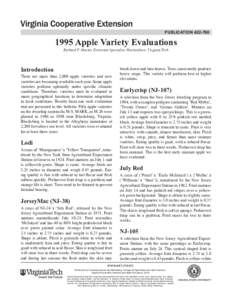 publication[removed]Apple Variety Evaluations Richard P. Marini, Extension Specialist, Horticulture, Virginia Tech  Introduction