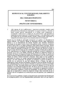 ES RESPUESTAS AL CUESTIONARIO DEL PARLAMENTO EUROPEO DEL COMISARIO PROPUESTO NEVEN MIMICA (POLÍTICA DE CONSUMIDORES)