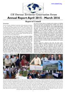 www.ukotcf.org  UK Overseas Territories Conservation Forum Annual Report AprilMarch 2016 Overview