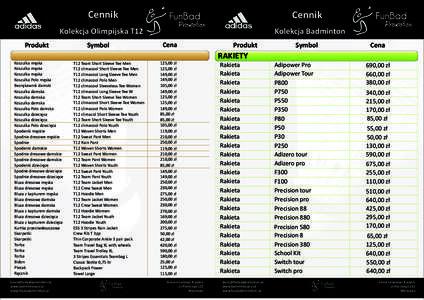 Cennik  Cennik Kolekcja Olimpijska T12 Produkt