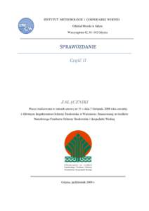 INSTYTUT METEOROLOGII i GOSPODARKI WODNEJ Oddział Morski w Gdyni Waszyngtona 42, Gdynia SPRAWOZDANIE Część II
