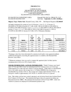 PROSPECTUS UNITED STATES DEPARTMENT OF THE INTERIOR BUREAU OF LAND MANAGEMENT LAKEVIEW DISTRICT KLAMATH FALLS RESOURCE AREA OFFICE