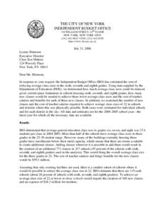 THE CITY OF NEW YORK INDEPENDENT BUDGET OFFICE 110 WILLIAM STREET, 14TH FLOOR NEW YORK, NEW YORK0632 • FAXhttp://www.ibo.nyc.ny.us