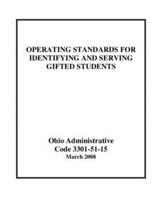 OPERATING STANDARDS FOR IDENTIFYING AND SERVING GIFTED STUDENTS Ohio Administrative Code[removed]