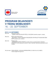 Mestna občina Nova Gorica PROGRAM DEJAVNOSTI V TEDNU MOBILNOSTI[removed]SEPTEMBER