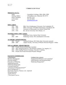 May 3, 2010 Page 1 of 1 CURRICULUM VITAE PERSONAL DATA: Name