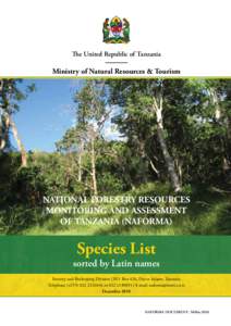 The United Republic of Tanzania  Ministry of Natural Resources & Tourism NATIONAL FORESTRY RESOURCES MONITORING AND ASSESSMENT