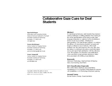 Collaborative Gaze Cues for Deaf Students Raja Kushalnagar