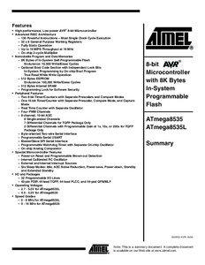 Features • High-performance, Low-power AVR® 8-bit Microcontroller • Advanced RISC Architecture