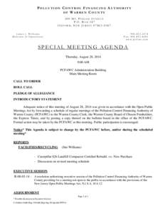 POLLUTION CONTROL FINANCING AUTHORITY OF WARREN COUNTY 500 MT. PISGAH AVENUE P.O. BOX 587 OXFORD, NEW JERSEY[removed]James J. Williams