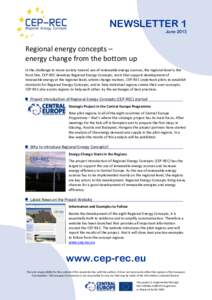 NEWSLETTER 1  June 2013 Regional energy concepts – energy change from the bottom up