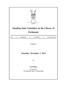 Standing Joint Committee on the Library of Parliament BILI ●