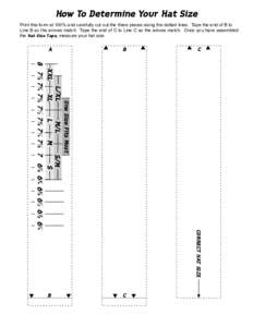 How To Determine Your Hat Size Print this form at 100% and carefully cut out the three pieces along the dotted lines. Tape the end of B to Line B so the arrows match. Tape the end of C to Line C so the arrows match. Once