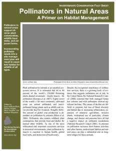 INVERTEBRATE CONSERVATION FACT SHEET  Pollinators in Natural Areas A Primer on Habitat Management Pollinators in natural areas