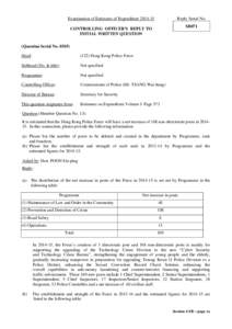 Examination of Estimates of ExpenditureReply Serial No. SB071  CONTROLLING OFFICER’S REPLY TO