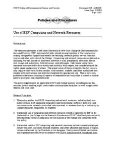 SUNY College of Environmental Science and Forestry  Document ID#: ADM.009 Issue Date: [removed]Page 1 of 6