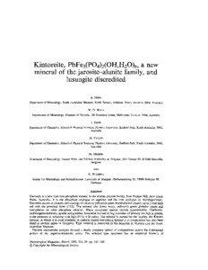 Kintoreite, PbFe3(P04)2(OH,H20)6, a new mineral of the jarosite-alunite family, and lusungite discredited