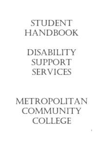 STUDENT HANDBOOK DISABILITY SUPPORT SERVICES