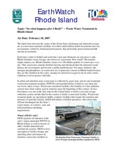 EarthWatch Rhode Island Topic: “So what happens after I flush?