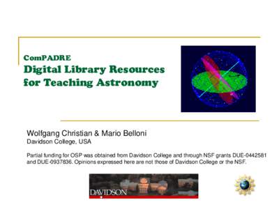 ComPADRE  Digital Library Resources for Teaching Astronomy  Wolfgang Christian & Mario Belloni