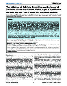 The Influence of Sulphate Deposition on the Seasonal Variation of Peat Pore Water Methyl Hg in a Boreal Mire ˚ kerblom2, Mats Nilsson1* Inger Bergman1, Kevin Bishop2,3, Qiang Tu4, Wolfgang Frech4, Staffan A 1 Department