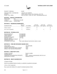 Text1 MATERIAL SAFETY DATA SHEET  PRODUCT / MATERIAL: