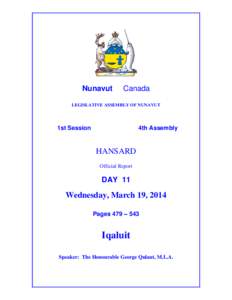 Nunavut  Canada LEGISLATIVE ASSEMBLY OF NUNAVUT