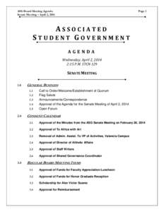 ASG Board Meeting Agenda Senate Meeting – April 2, 2014 Page 1  ASSOCIATED