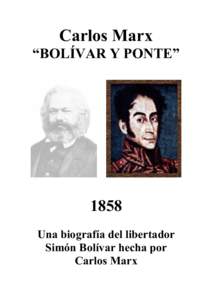 Carlos Marx  BOLÍVAR Y PONTE 1858