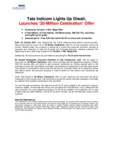 Tata Indicom Lights Up Diwali, Launches ’20-Million Celebration’ Offer   