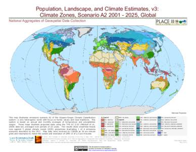 Population, Landscape, and Climate Estimates, v3: Climate Zones, Scenario A2, Global National Aggregates of Geospatial Data Collection  Robinson Projection
