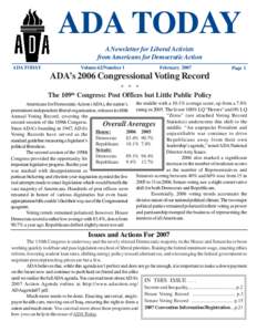 ADA TODAY A Newsletter for Liberal Activists from Americans for Democratic Action