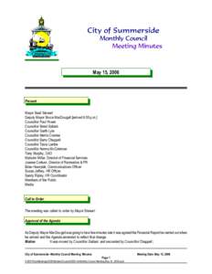 City of Summerside Monthly Council Meeting Minutes May 15, 2006