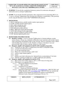 LABORATORY STANDARD OPERATING PROCEDURE FOR PULSENET MLVA OF SALMONELLA ENTERICA SEROTYPE TYPHIMURIUM – BECKMAN COULTER CEQ™ [removed]GeXP PLATFORM CODE: PNL21 10