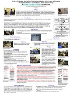 He Ui a He Ninau: Embracing Traditional Hawaiian Culture and Spirituality through Authentic Inquiry-Based, Thematic Learning: A Student/Teacher/Scientist Collaboration Kumu: Umesh M enon, Ashwin ( Kauka) Pandit, Debbie K