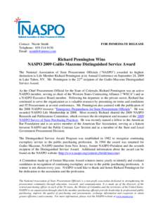 Microsoft Word - NASPO Richard Pennington Mazzone Award Press Release.doc