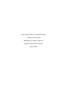 South Carolina Office of Comptroller General   Columbia, South Carolina Independent Accountant’s Report on