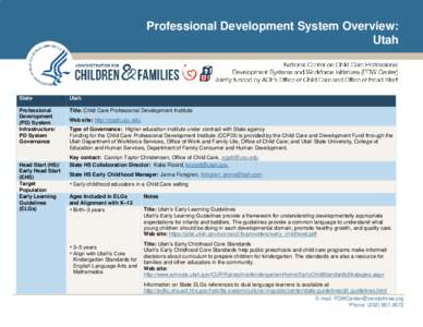 Professional Development System Overview: Utah State  Utah