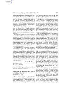 Administration of George W. Bush, [removed]Dec. 14 furnish information to the Congress on various subjects. The executive branch shall construe the provisions in a manner consistent with the President’s constitutional authority