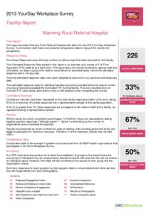 2013 YourSay Workplace Survey Facility Report Manning Rural Referral Hospital This Report This report provides Manning Rural Referral Hospital with data from the 2013 YourSay Workplace Survey. It summarises staff views a