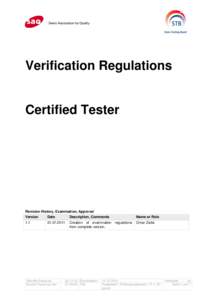Swiss Association for Quality  Verification Regulations Certified Tester